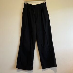 Abercrombie and Fitch Wide Leg Linen Blend Black Pants Size Medium | 30 Waist